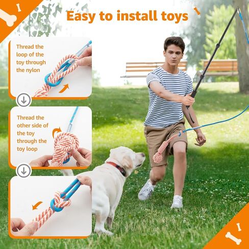 LOOBANI Upgraded Flirt Pole for Dogs, Extendable Dog Flirt Pole with Detachable Interactive Toys, Reinforced Aluminum Alloy Flirt Stick for Small Medium Dogs Training, Playing, Exercise(Pole-40in Max) in Saudi Arabia