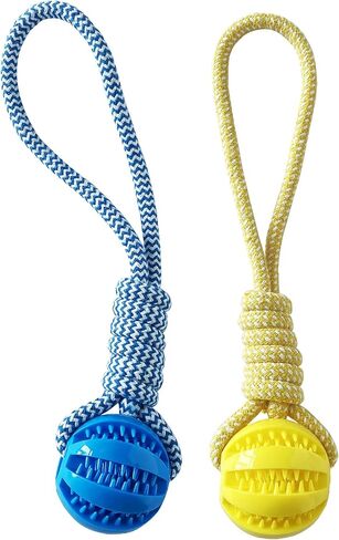 Pet ball, dog toy ball, toy dog ball with rope, pet interactive toy, rope dog ball toy, throwing toy ball, small and medium-sized dogs, tough rope, durable dog ball, TPR rubber ball (HLQ) in Saudi Arabia
