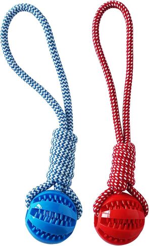 Pet ball, dog toy ball, toy dog ball with rope, pet interactive toy, rope dog ball toy, throwing toy ball, small and medium-sized dogs, tough rope, durable dog ball, TPR rubber ball (HLQ) in Saudi Arabia