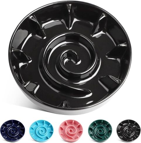 Ceramic Slow Feeder Dog Bowls for Small Medium Breed, 2 Cup Slow Feeding Dog Food Dishes, Slow Eating Bowl for Fast Eater Interactive Puppy Puzzle Bowl Anti-Gulping Non-Slip Dishwasher Safe in Kuwait