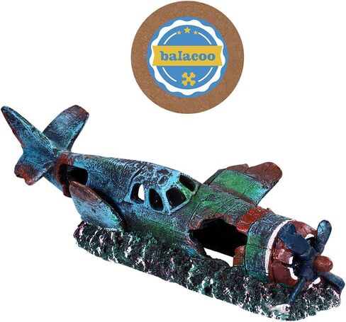 POPETPOP Aquarium Decoration Artificial Plane Wreckage Resin Landscape Ornament Fake Craft for Fish Tank Halloween Decor in Saudi Arabia