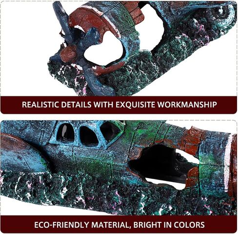POPETPOP Aquarium Decoration Artificial Plane Wreckage Resin Landscape Ornament Fake Craft for Fish Tank Halloween Decor in Saudi Arabia
