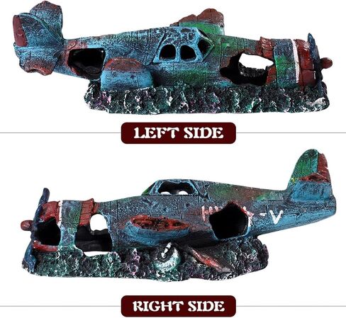POPETPOP Aquarium Decoration Artificial Plane Wreckage Resin Landscape Ornament Fake Craft for Fish Tank Halloween Decor in Saudi Arabia