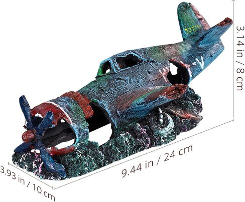 POPETPOP Aquarium Decoration Artificial Plane Wreckage Resin Landscape Ornament Fake Craft for Fish Tank Halloween Decor in Saudi Arabia