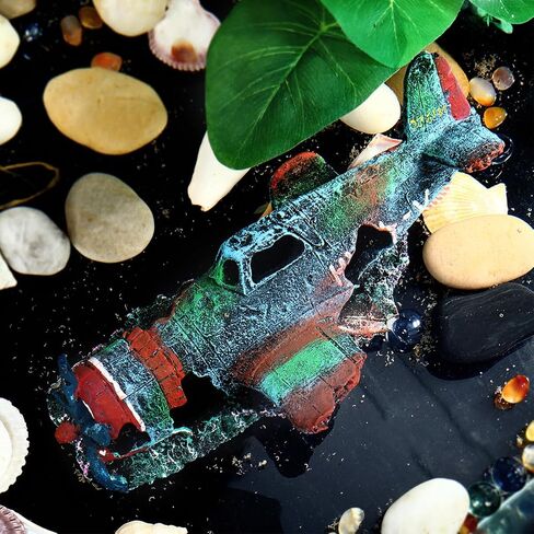 POPETPOP Aquarium Decoration Artificial Plane Wreckage Resin Landscape Ornament Fake Craft for Fish Tank Halloween Decor in Saudi Arabia