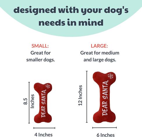 Huxley & Kent for Dogs | Dear Santa Bone (Small) | Christmas Holiday Power Plush Dog Toy with Squeaker | Funny Dog Toy | Cute Dog Toy | H&K Squeaky Dog Toy in Saudi Arabia