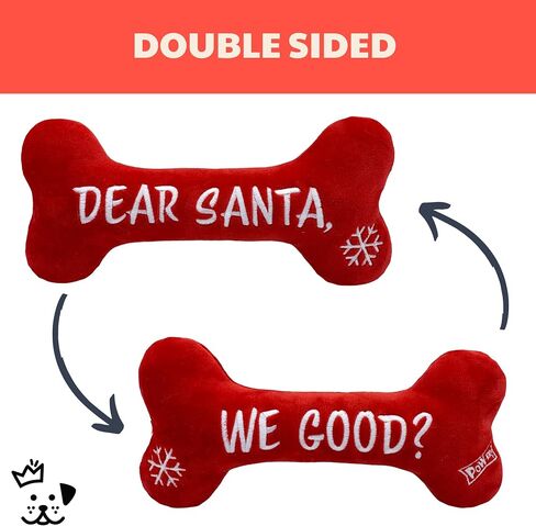 Huxley & Kent for Dogs | Dear Santa Bone (Small) | Christmas Holiday Power Plush Dog Toy with Squeaker | Funny Dog Toy | Cute Dog Toy | H&K Squeaky Dog Toy in Saudi Arabia