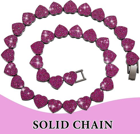 Purple Dog Chain Collar Heart Necklace Diamond Cuban Link Dog Collar Cat Necklaces Metal Cat Chains Pet Crystal Collars Jewelry Accessories for Dogs Cats(10inch) in Saudi Arabia