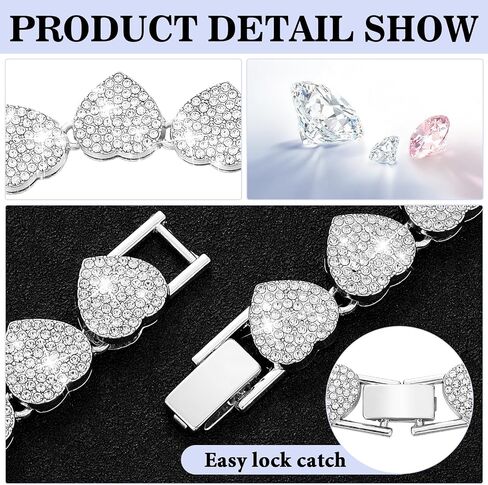 Purple Dog Chain Collar Heart Necklace Diamond Cuban Link Dog Collar Cat Necklaces Metal Cat Chains Pet Crystal Collars Jewelry Accessories for Dogs Cats(10inch) in Saudi Arabia