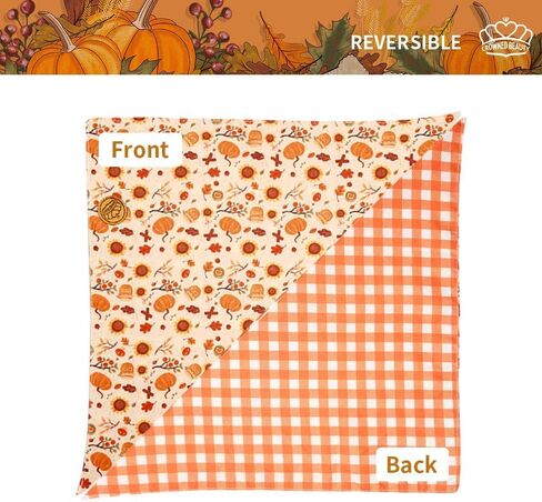 CROWNED BEAUTY Fall Dog Bandanas Reversible Large 2 Pack, Pawsome Harvest Set, Plaid Adjustable Triangle Holiday Scarves for Medium Large Extra Large Dogs Boy Girl Pets DB127-L in Saudi Arabia