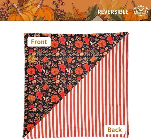 CROWNED BEAUTY Fall Dog Bandanas Reversible Large 2 Pack, Pawsome Harvest Set, Plaid Adjustable Triangle Holiday Scarves for Medium Large Extra Large Dogs Boy Girl Pets DB127-L in Saudi Arabia
