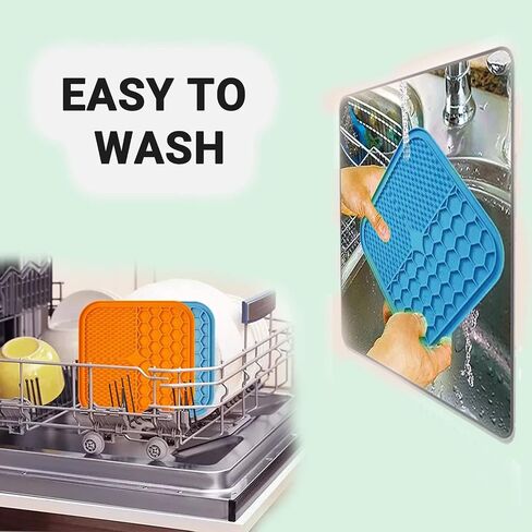 Slow Feeding Silicone Licking Mat with Spatula for Dogs and Cats. Non-Toxic Outdoor Fun Travel Training Calming Anxiety Boredom Relief Suitable for Mixed Healthy Food -Blue Color in Saudi Arabia
