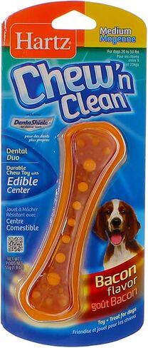 Hartz Chew N' Clean Dental Duo Dog Chew Toy Bacon Flavor, Medium in Saudi Arabia