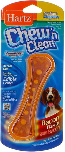 Hartz Chew N' Clean Dental Duo Dog Chew Toy Bacon Flavor, Medium in Saudi Arabia