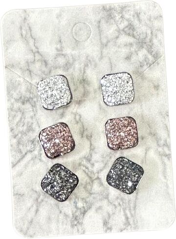مجموعة أقراط Druzy - أقراط Druzy من الفضة والذهب الوردي والمعدن الصناعي in Saudi Arabia