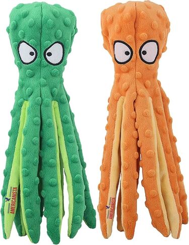 Squeaky Dog Toys, Octopus Dog Toys for Small, Medium & Large Dogs-No Stuffing Crinkle Plush Pet Training Dog Toys for Puppy Teething, Durable Interactive-2 Pack (Purple & Blue) in Saudi Arabia