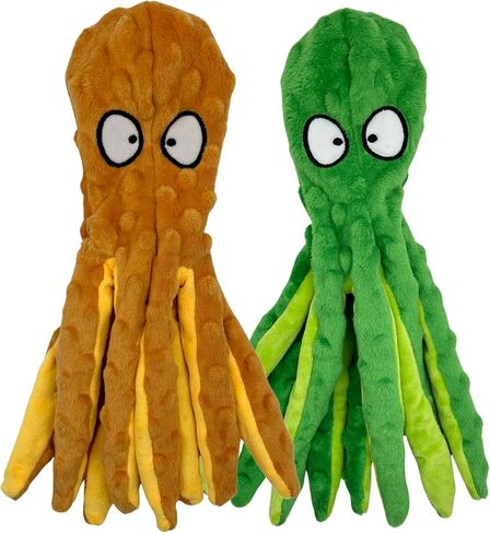 Squeaky Dog Toys, Octopus Dog Toys for Small, Medium & Large Dogs-No Stuffing Crinkle Plush Pet Training Dog Toys for Puppy Teething, Durable Interactive-2 Pack (Purple & Blue) in Saudi Arabia