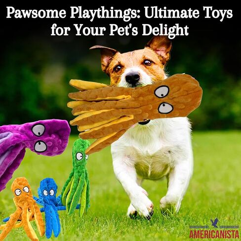 Squeaky Dog Toys, Octopus Dog Toys for Small, Medium & Large Dogs-No Stuffing Crinkle Plush Pet Training Dog Toys for Puppy Teething, Durable Interactive-2 Pack (Purple & Blue) in Saudi Arabia