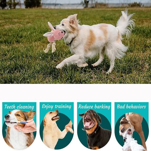 Dog Plush Pink Rabbit Toy for Aggressive Chewers, Indestructible Dog Squeaky Toys, Stuffed Animals Toys with Cotton Material and Crinkle Paper, Durable Chewing Toys, Bunny Dog Toy in Saudi Arabia