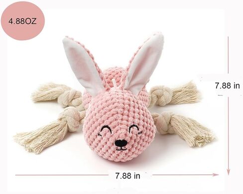 Dog Plush Pink Rabbit Toy for Aggressive Chewers, Indestructible Dog Squeaky Toys, Stuffed Animals Toys with Cotton Material and Crinkle Paper, Durable Chewing Toys, Bunny Dog Toy in Saudi Arabia