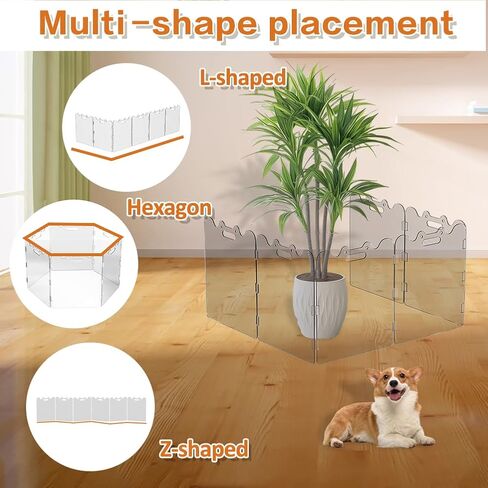 DEARBB Clear Dog Gate,19.68" W×22.83" H Transparent Free Standing Acrylic Dog Gate Indoor,Aesthetics Foldable Puppy Gate for doorways,Doggy Gate for Small Animal,Dog,-6 Panel in Saudi Arabia