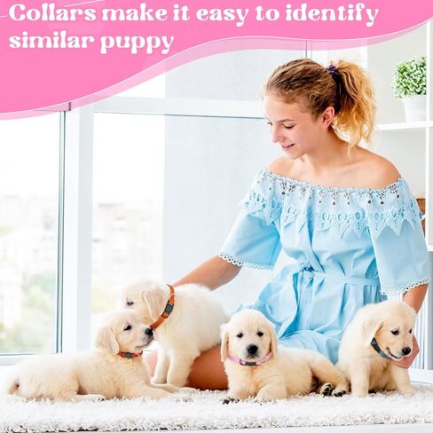 27 قطعة من أطواق الجراء للقمامة القابلة للتعديل، أطواق تعريف الجراء من النايلون الناعم مع مشبك تحرير آمن للكلاب حديثي الولادة الصغيرة والمتوسطة in Kuwait