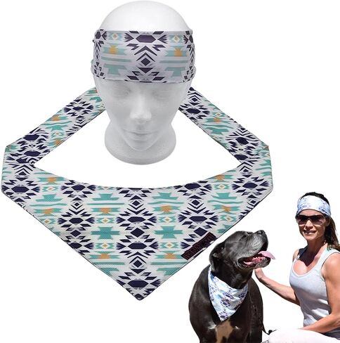 Match your pet Dog Bandana and Headband Set, Sweatbands, Pet Scarf for dogs, pet and man women (Pastel, X-Large) in Saudi Arabia