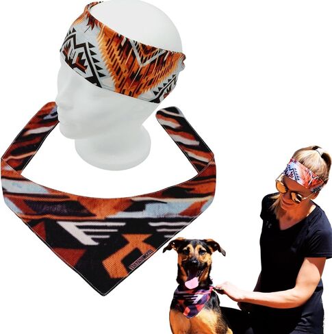 Match your pet Dog Bandana and Headband Set, Sweatbands, Pet Scarf for dogs, pet and man women (Pastel, X-Large) in Saudi Arabia