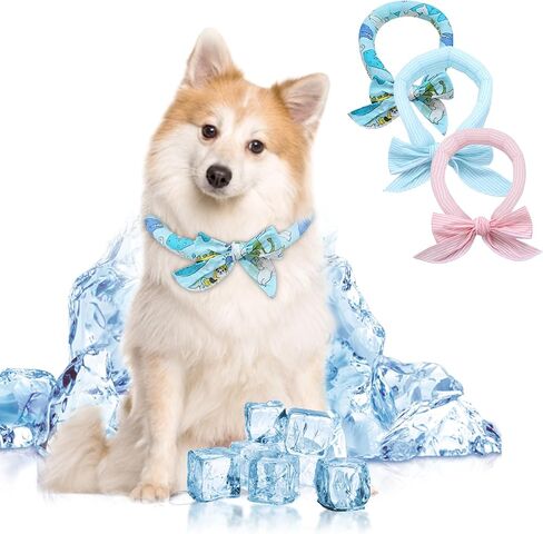 باندانا تبريد الكلاب - عبوة من 3 أوشحة لتبريد الحيوانات الأليفة قابلة للتعديل لفصل الصيف، مناسبة للكلاب الصغيرة والمتوسطة in Kuwait