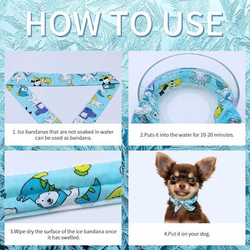 باندانا تبريد الكلاب - عبوة من 3 أوشحة لتبريد الحيوانات الأليفة قابلة للتعديل لفصل الصيف، مناسبة للكلاب الصغيرة والمتوسطة in Kuwait