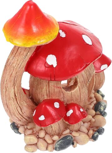 Zerodeko 1PC Resin Mushroom Hideout House, Aquarium Mushroom House Decorations, Fish Tank Cave Ornament for Small Fish Tank Landscape Hideaway Decor, Decoration in Saudi Arabia