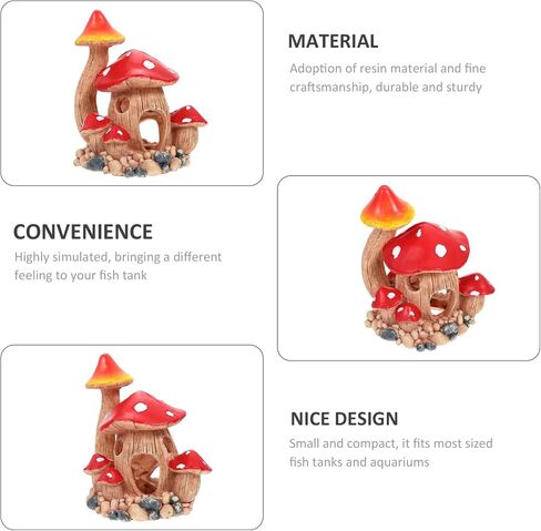 Zerodeko 1PC Resin Mushroom Hideout House, Aquarium Mushroom House Decorations, Fish Tank Cave Ornament for Small Fish Tank Landscape Hideaway Decor, Decoration in Saudi Arabia