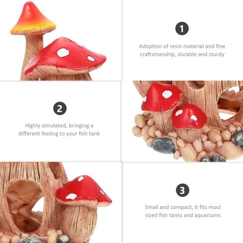 Zerodeko 1PC Resin Mushroom Hideout House, Aquarium Mushroom House Decorations, Fish Tank Cave Ornament for Small Fish Tank Landscape Hideaway Decor, Decoration in Saudi Arabia