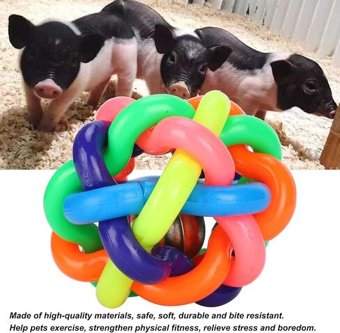GLOGLOW Rubber Bell Ball Toys, 3 inch Colorful Soft TPR Ball Chewing Interactive Toy with Inside Bell for Dogs Mini Pigs(7.5cm) in Saudi Arabia