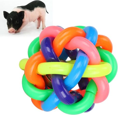 GLOGLOW Rubber Bell Ball Toys, 3 inch Colorful Soft TPR Ball Chewing Interactive Toy with Inside Bell for Dogs Mini Pigs(7.5cm) in Saudi Arabia