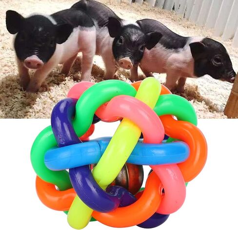 GLOGLOW Rubber Bell Ball Toys, 3 inch Colorful Soft TPR Ball Chewing Interactive Toy with Inside Bell for Dogs Mini Pigs(7.5cm) in Saudi Arabia