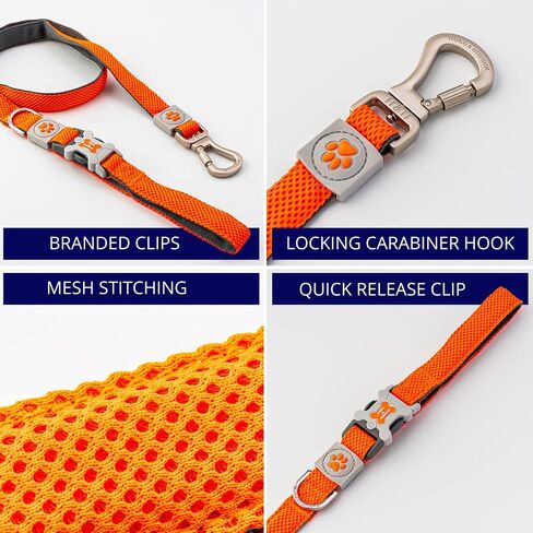 HUGO & HUDSON Mesh Dog Leash 4ft Training Pet Leash with Soft Padded Handle, Orange, 47" x 0.6" in Saudi Arabia