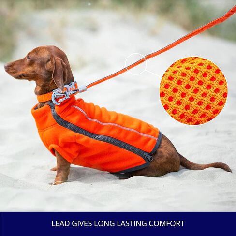 HUGO & HUDSON Mesh Dog Leash 4ft Training Pet Leash with Soft Padded Handle, Orange, 47" x 0.6" in Saudi Arabia