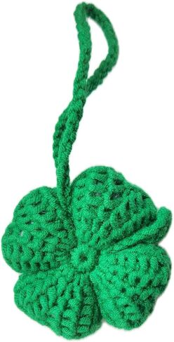 Crochet Four Leaf Clover Keychain Handmade Crochet Clover Lucky Accessories for Car Keys Bags in Saudi Arabia