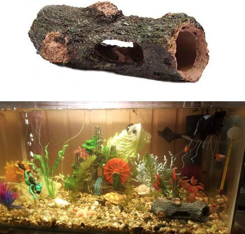 Zerodis Log Hollow Tree Trunk Ornament, Artificial Wood Fish House Aquarium Decoration Fish Accessories for Betta Turtles Small Lizards Reptiles in Saudi Arabia