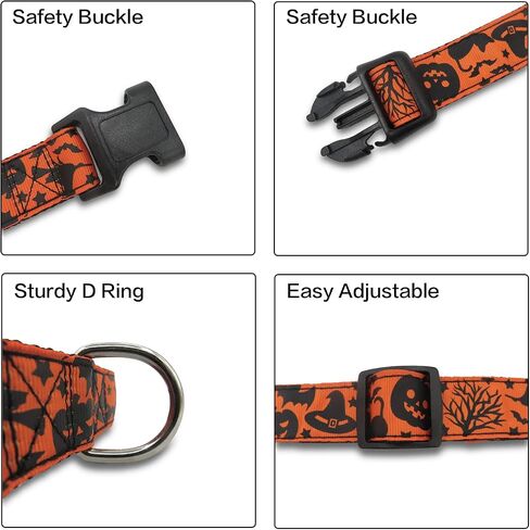 TDTOK Halloween Dog Collar, Soft Comfy Halloween Themed Pet Collar with Spooky Ghost Skull Bat Cat Witch Tree Hat Pumpkin Pattern for Small Medium Large Dogs (1 PCS) in Saudi Arabia
