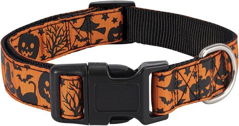 TDTOK Halloween Dog Collar, Soft Comfy Halloween Themed Pet Collar with Spooky Ghost Skull Bat Cat Witch Tree Hat Pumpkin Pattern for Small Medium Large Dogs (1 PCS) in Saudi Arabia