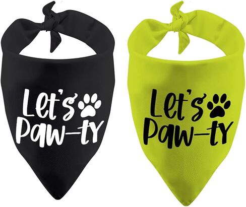 2 Pack Let's Paw-ty Dog Bandana Birthday Bandana Party Bandana Animal Neckwear (Let's Paw-ty) in Saudi Arabia