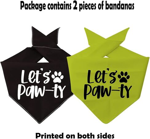 2 Pack Let's Paw-ty Dog Bandana Birthday Bandana Party Bandana Animal Neckwear (Let's Paw-ty) in Saudi Arabia