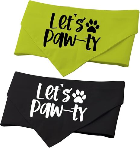 2 Pack Let's Paw-ty Dog Bandana Birthday Bandana Party Bandana Animal Neckwear (Let's Paw-ty) in Saudi Arabia