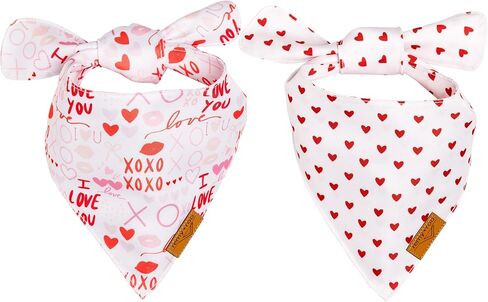 مناديل ريمي + رو لعيد الحب للكلاب - عبوتان | مجموعة اكس او اكس او | نسيج متين ممتاز | براءة اختراع الشكل | مقاس قابل للتعديل | مقاسات متعددة متوفرة (X-Large) in Kuwait