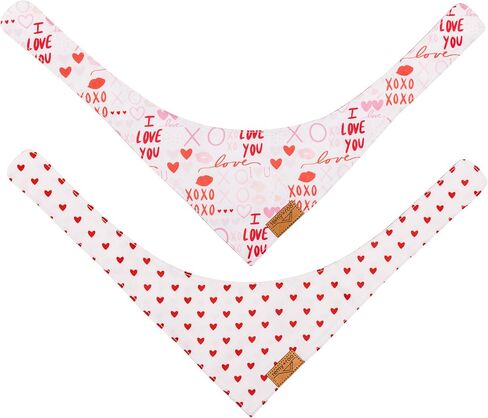 مناديل ريمي + رو لعيد الحب للكلاب - عبوتان | مجموعة اكس او اكس او | نسيج متين ممتاز | براءة اختراع الشكل | مقاس قابل للتعديل | مقاسات متعددة متوفرة (X-Large) in Kuwait