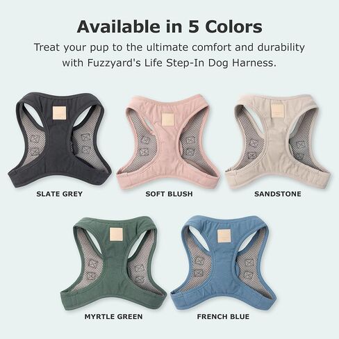 سرج FuzzYard Life Step in Dog | المقاس XL | تصميم أنيق من القطن الفاخر باللون الرمادي الداكن، مثالي للمشي اليومي in Kuwait