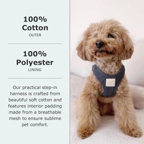 FuzzYard Life Step in Dog Harness | Size XL | Stylish Premium Cotton Design in Slate Grey Perfect for Everyday Walks in Saudi Arabia