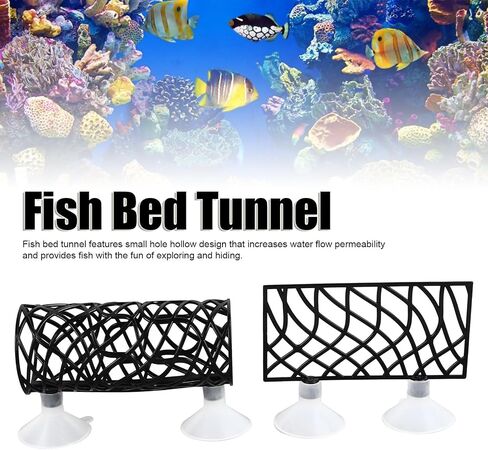 Betta Fish Tunnel, Hollow Design Betta Tunnel Betta Fish Tank Decor, Betta House Shrimp Pleco Hide Resting Tube, Betta Fish Tank Accessories for Betta Guppies Resting (Black) in Saudi Arabia